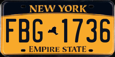NY license plate FBG1736
