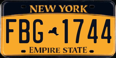 NY license plate FBG1744