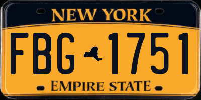 NY license plate FBG1751