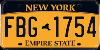 NY license plate FBG1754