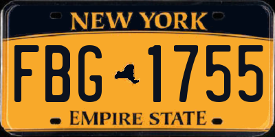 NY license plate FBG1755