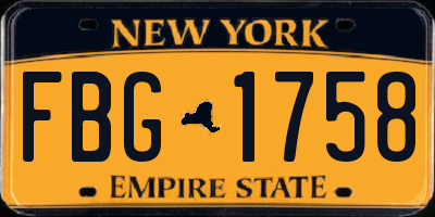 NY license plate FBG1758