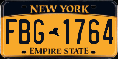 NY license plate FBG1764