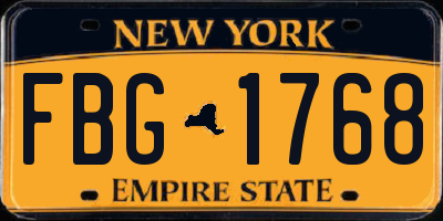 NY license plate FBG1768