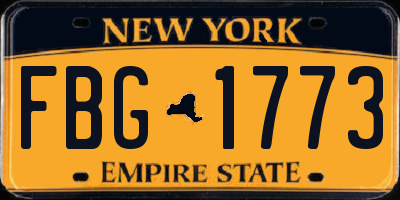 NY license plate FBG1773