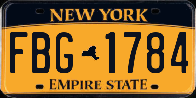 NY license plate FBG1784