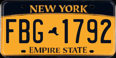 NY license plate FBG1792