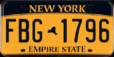 NY license plate FBG1796