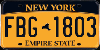 NY license plate FBG1803