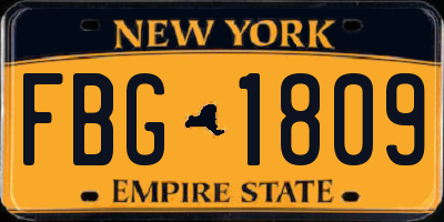 NY license plate FBG1809