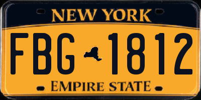 NY license plate FBG1812