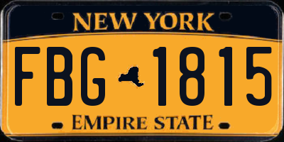 NY license plate FBG1815