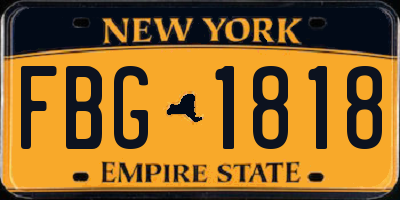 NY license plate FBG1818