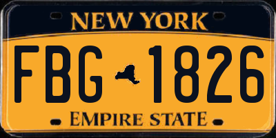 NY license plate FBG1826