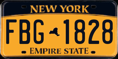 NY license plate FBG1828