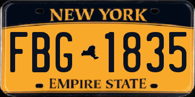 NY license plate FBG1835