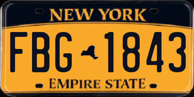 NY license plate FBG1843