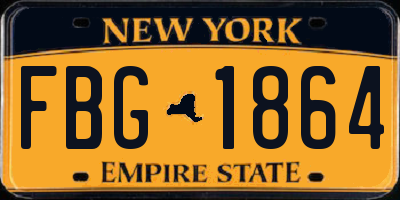 NY license plate FBG1864