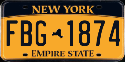NY license plate FBG1874