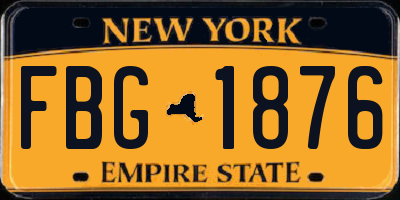 NY license plate FBG1876