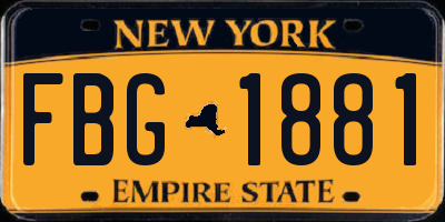 NY license plate FBG1881