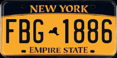 NY license plate FBG1886
