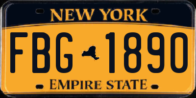 NY license plate FBG1890