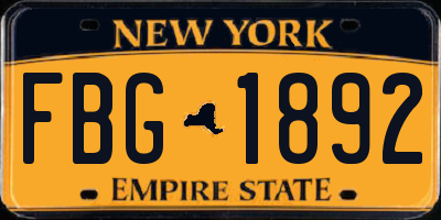 NY license plate FBG1892