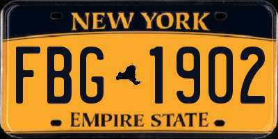 NY license plate FBG1902
