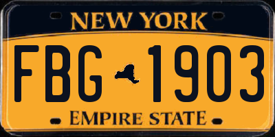 NY license plate FBG1903