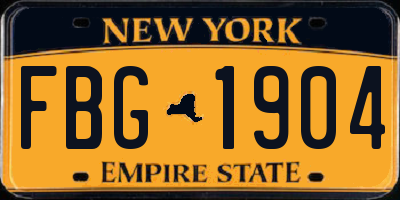 NY license plate FBG1904