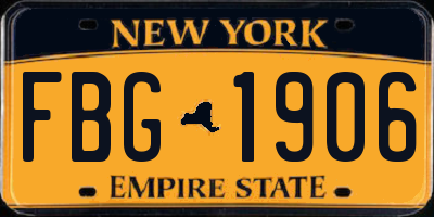 NY license plate FBG1906