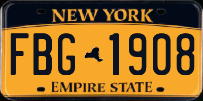 NY license plate FBG1908