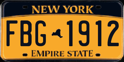 NY license plate FBG1912