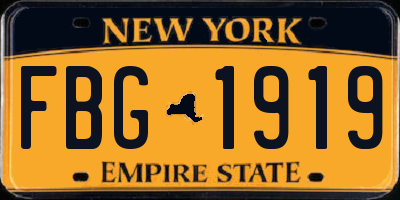 NY license plate FBG1919