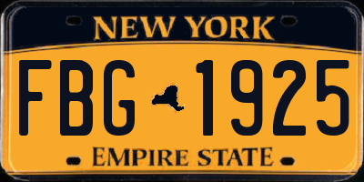 NY license plate FBG1925