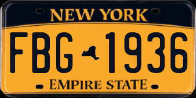 NY license plate FBG1936