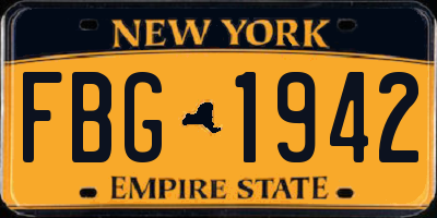 NY license plate FBG1942