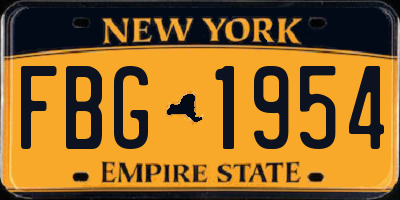 NY license plate FBG1954