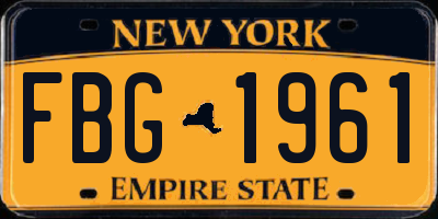 NY license plate FBG1961