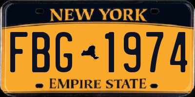 NY license plate FBG1974