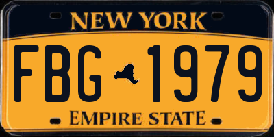 NY license plate FBG1979