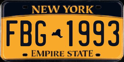 NY license plate FBG1993