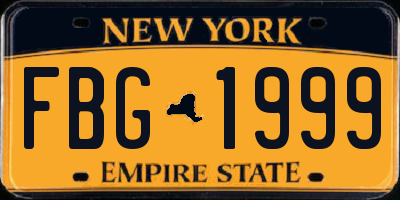 NY license plate FBG1999