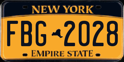 NY license plate FBG2028