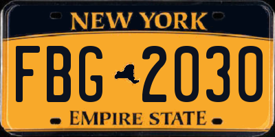 NY license plate FBG2030
