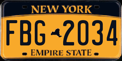 NY license plate FBG2034