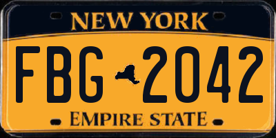NY license plate FBG2042