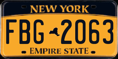 NY license plate FBG2063