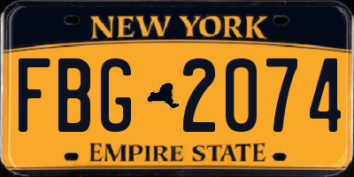 NY license plate FBG2074